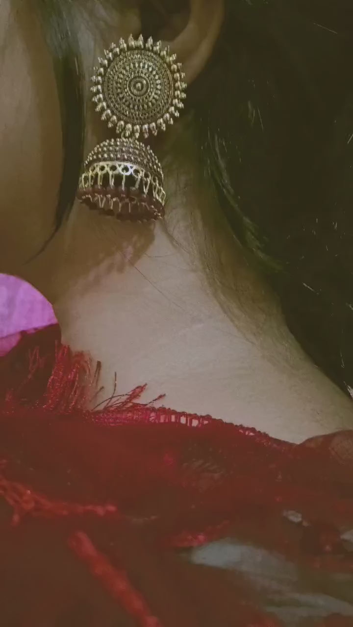 Rajnigandha Maroon Jhumka Earrings | Mummy Jewellery
