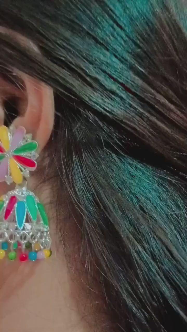 Rangoli Meena Multicolor Jhumka Earrings | Mummy Jewellery