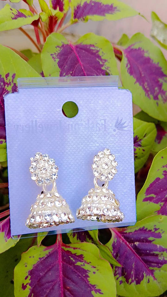 Noor Crystal White Jhumka Earrings for Elegant Occasions – Mummy Jewellery
