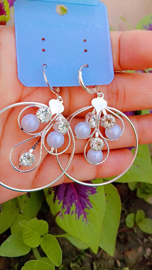 Aanya Lavender Pearl Loop Earrings – Silver Grace by Mummy Jewellery