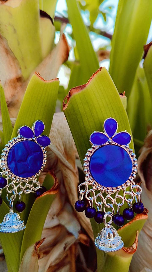 Royal Blue Blossom Jhumki Earrings – Mummy Jewellery