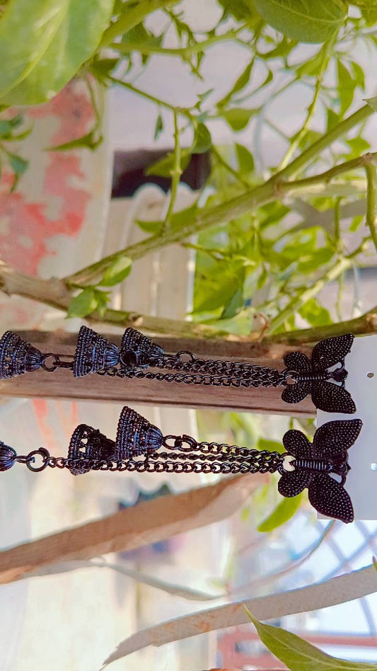 Kaari Butterfly Chain Drop Jhumka Earrings for Modern Ethnic Style – Mummy Jewellery