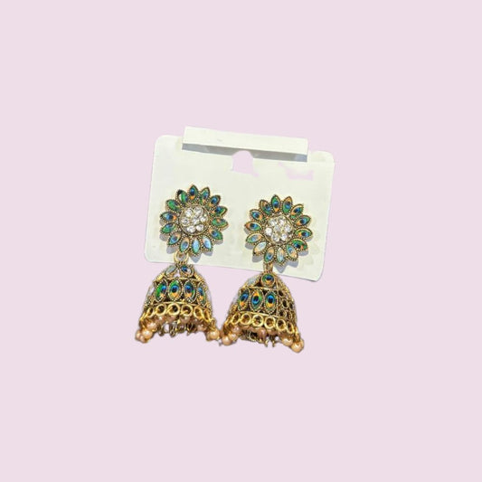 Peacock Mirage Golden Colour Jhumka Earrings | Mummy Jewellery