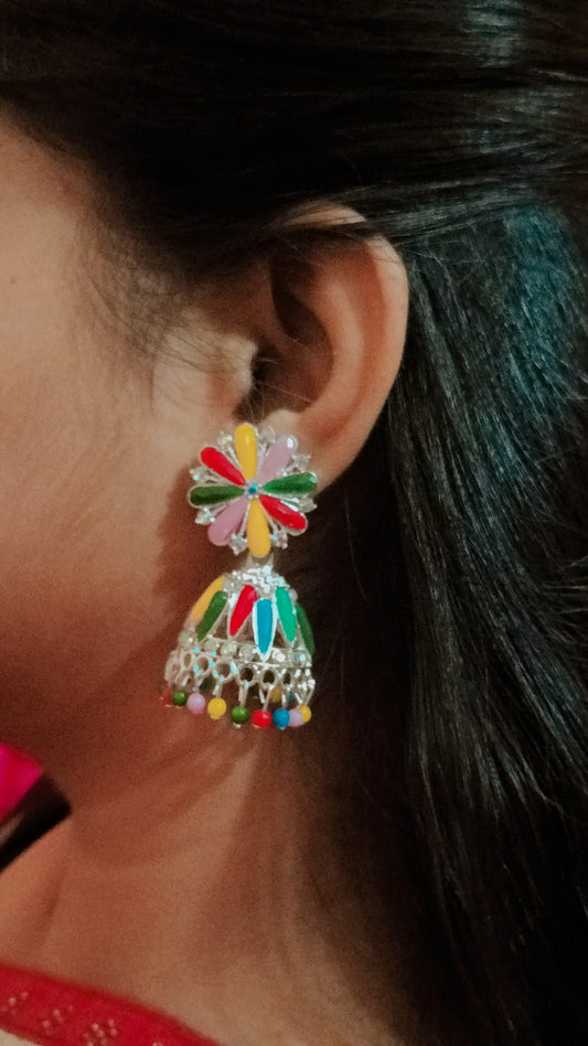 Rangoli Meena Multicolor Jhumka Earrings | Mummy Jewellery