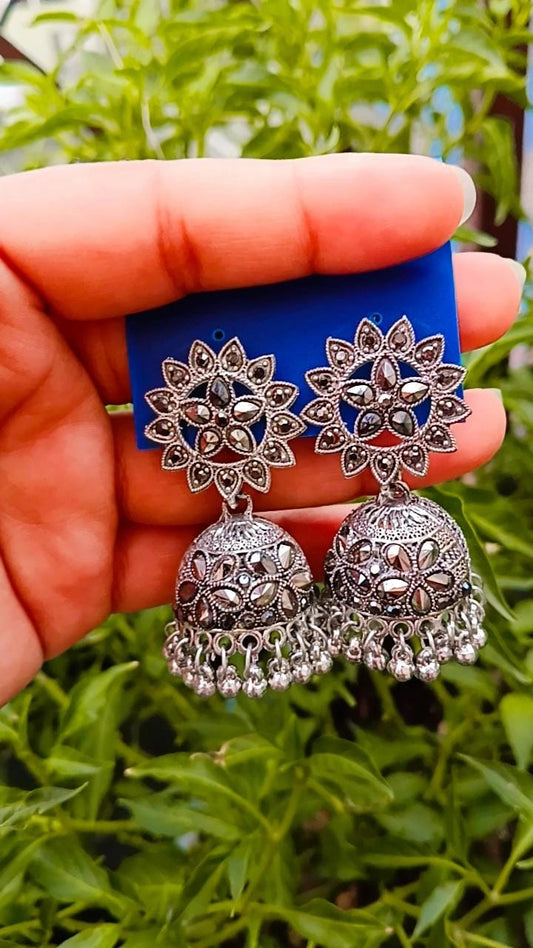 Zehra Antique Oxidised Jhumki – By Mummy Jewellery