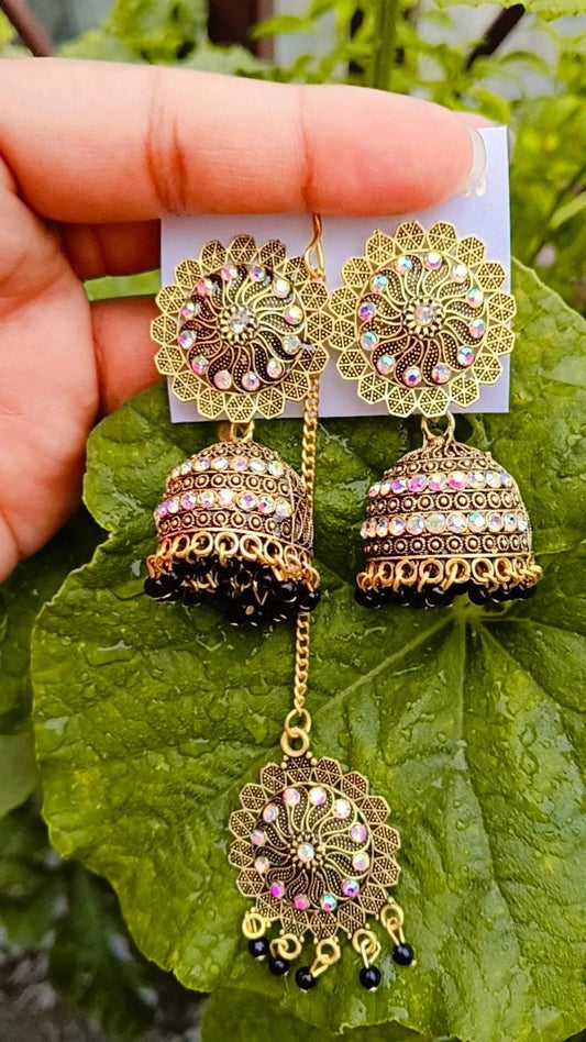 Mehira Mang Tikka Jhumka Set – Golden Grace by Mummy Jewellery